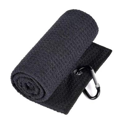 China Viable Customized Magnetic Microfiber Waffle Golf Towels Custom Logo With Hook for sale