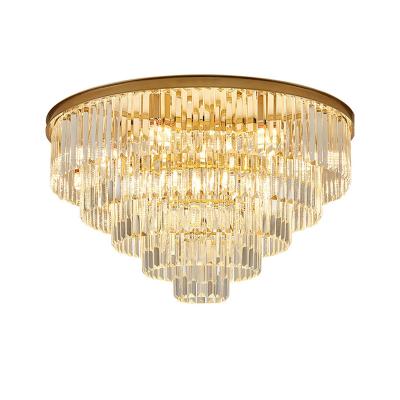 China Surface Mounted Modern European Style Gold Living Room Bedroom Hotel Lobby Luxury High Quality Crystal Ceiling Light Suspended Ceiling Lamp for sale