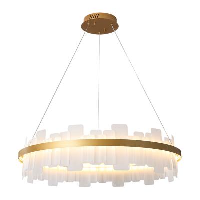 China Modern Led Hanging Chandelier Lamp Acrylic Stainless Steel Dining / Pendant Lights Luxury Modern Round Living Room Chandeliers for sale