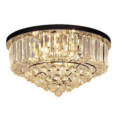 China Home Office Matt Black Flat Mounted Glass+crystal+metal Outdoor Mounted Hotel Led Ceiling Lamp Bed Room Lighting Ceiling Lamp for sale