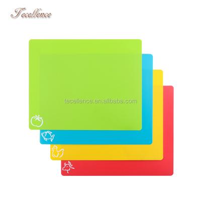 China 4-Piece Viable Color Coded Flexible Cutting Boards Set, Food Grade Plastic Kitchen Cutting Board Mat for sale