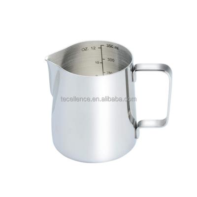 China Hot Stocked 350ml Stainless Steel Pitcher Milk Frothing Pitcher Milk Jug For Coffee Latte Cappuccino for sale