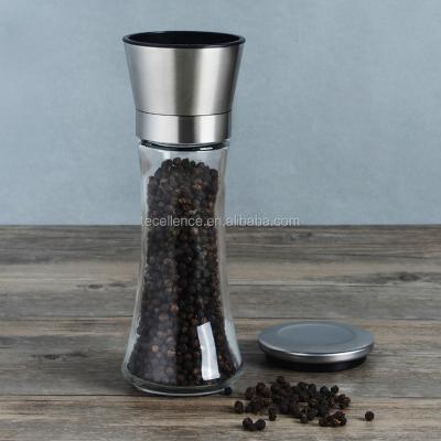 China Sustainable Tecellence Stainless Steel Salt Spice Grinder Glass Pepper Mill Grinder for sale