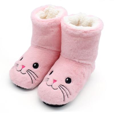 China Wholesale 100%Polyester Fashion Trend Boots Custom Large Warm Animal Embroidery Plush Winter Girl Winter Tall Girl Indoor Boots for sale