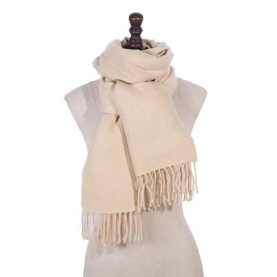 China New Solid Color Version Autumn And Winter New Spot Woolen Neck Scarf Woolen Scarf Korean Simple Thick Feeling Viscous Scarf for sale