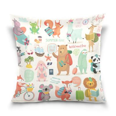 China Wholesales Folded Pillow Covers Custom Cute Animal Printing Soft Comfortable Touch Blanket Zoo Decorative Pillow Covers for sale