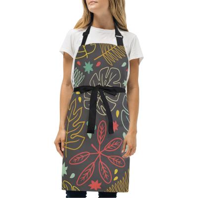 China Waterproof 100% Polyester Eco-Friendly Eco-Friendly Cooking Logo Custom Kitchen Aprons Printed With Two Pockets for sale