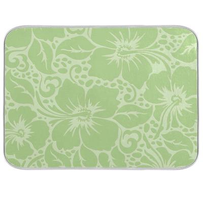 China Custom Printing Microfiber Absorbent Dish Drying Rack Absorbent Dish Drying Mat For Kitchen for sale