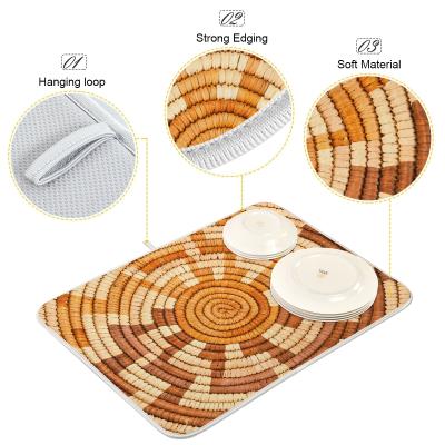 China China Supplier Cheapest Reusable Kitchen Microfiber Dish Drainer Mat Drying Mat With Custom Absorbent Logo for sale