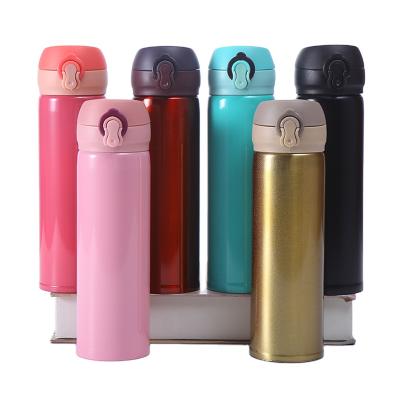 China Fashion 500ml Stainless Steel Tumbler Cup With Bounce Dome Lid Insulated Vacuum Travel Viable Cheap Water Bottle for sale