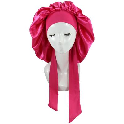 China European and American Style Best Selling 2021 Custom Logo Woman Extra Large Satin Hair Hood with Wrap Sleep Hoods with Belt Band for sale