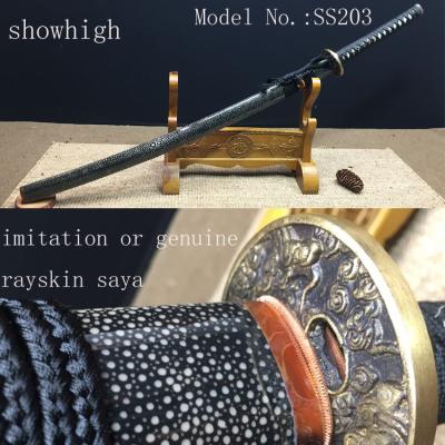 China Japan handmade swords with real fishskin saya SS203 brass tsuba for sale