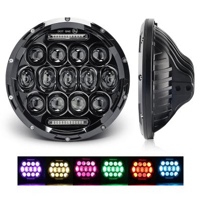 China Multi Color 25W 75W Angel Eye Control RGB Die-Casting Aluminum Housing Motorcycle Around Daymaker H4 Car 7 Inch Led Auto Headlight for sale