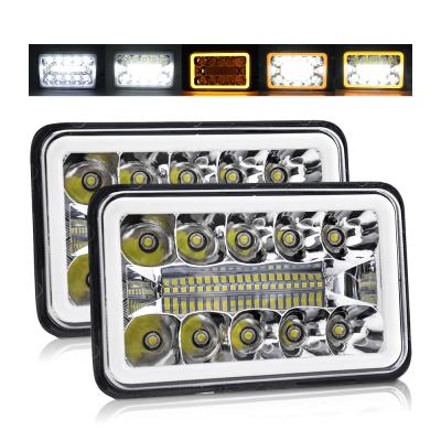 China Wholesale Truck 4X6 LED Automotive Auto Parts IP68 Super Bright Amber Angle Rectangular Eye Headlight For Truck for sale