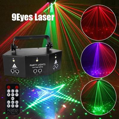 China Buit-in 128 Model China Factory Christmas DJ Led Decoration Disco Light Laser Beam Stobe Remote Control DMX512 RGB 9 Eyes Stage Dicso Lights for sale