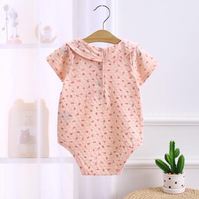 China High Quality Cute Strawberry Print Jumpsuit Baby Cotton Summer Short Sleeve Clothing Set for sale