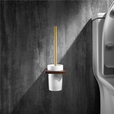 China Household Modern Wholesale Rustproof Walnut Accessories Durable Bathroom Toilet Brush Holder for sale