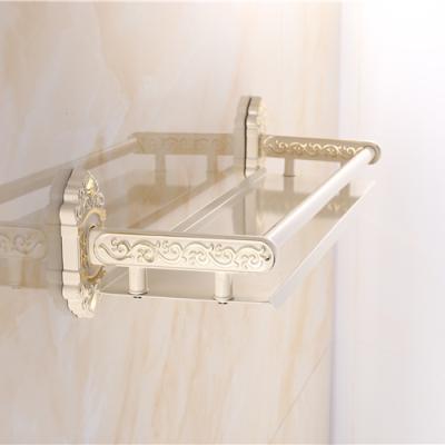 China Wall Mounted Type High Grade Ivory White Single Layer Cosmetic Ball Gold La Metal Rack Bathroom Accessories Rustproof Towel Rack for sale