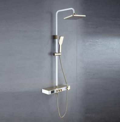 China With Slide Bar Luxury Bathroom Bathtub Shower Mixer Wall Mounted Lifting Mixer Square Can Be Stored Digital Display Shower Set for sale