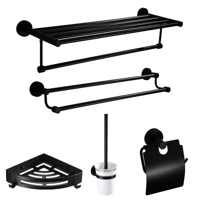 China Wholesale Modern Bathroom Accessories Hotel Bathroom Towel Rack 30 To 60 Size Black Towel Rail for sale