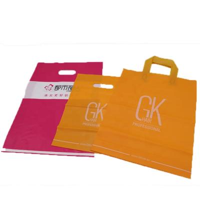 China Custom Made Recyclable Logo Printed Personalized Merchandise Die Cut Plastic Shopping Bag With Handle for sale