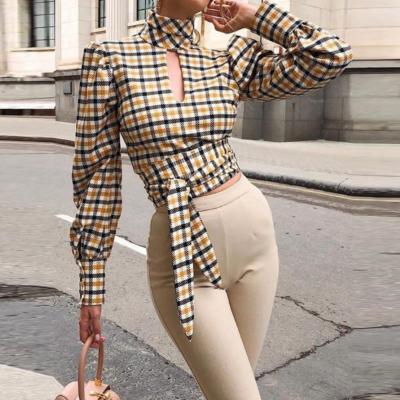 China Khaki Color Women Backless Velvet Fabric Breathable Blouses And Shirts Special Style Soft Style Without Back for sale