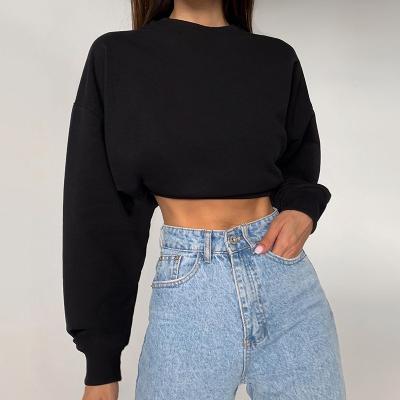 China 2020 New Design Lady Pullover Hoodies Women Breathable Long Sleeve Crop Top O-Neck for sale