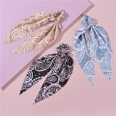 China Europe summer satin soft solid fabric glazed gauze ribbon hair ring elastic hair band rope for sale