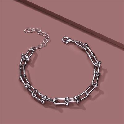 China 2020 FASHIONABLE Fashionable good quality plating zinc alloy gold and rhodium color link bracelet for women for sale