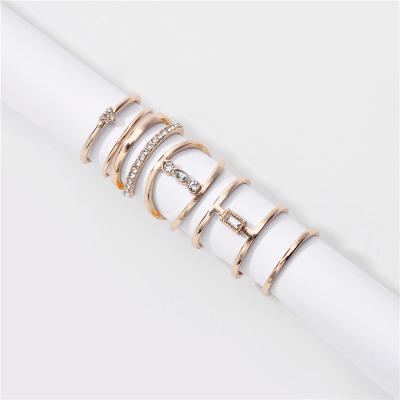 China TRENDY INS Style Trendy Fashion Gold Color Plated Simple Design 6 Piece One Set Rings For Pretty Girl for sale