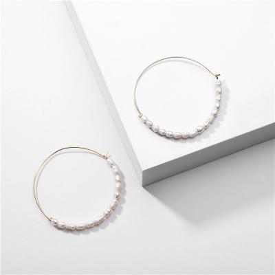 China 2020 Summer FASHION Random Shape Natural Freshwater Pearl String Big Circle Stud Earrings For Women for sale