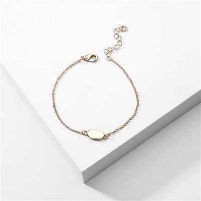 China Fashion Jewelry TRENDY Ellipse Oval Alloy Tasty Link Pendant Bracelet-Summer Delicate Chain Bracelet For Women for sale