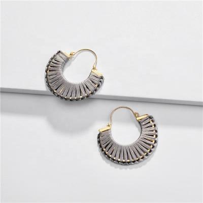 China ALLOY Shandong Qingdao Fashion Jewelry Factory Stock Chic Boho Style Metal Wire Wrap Statement Earrings Women for sale