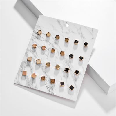 China LUNA CHIAO Fashion Jewelry Wholesale 12pairs/lot Druzy Resin Stone Studs Set Mini Size Square Drusy Stud Earrings For Women for sale