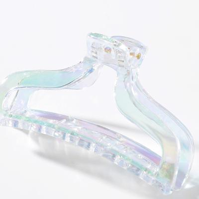 China Large Fashionable Korean Metal Hairpin Dish Insti Wrap Transparent Acrylic Color Shark Clip Hairpin Magic Headdress For Women for sale