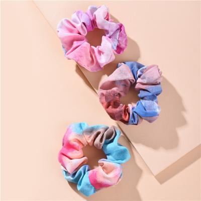 China Europe New Rainbow Elastic Hair Ring Rubber Band Soft Hair Bands Rope Ties Tie Dye Hair Scrunchies for sale