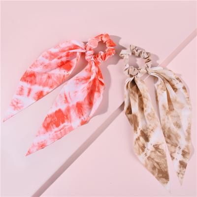 China Wholesale Cheap Chiffon Bowknot Hair Scrunchies Europe Silk Hair Scrunchies Ponytail Holder Scarf Hair Tie Rubber Hair Tie for sale