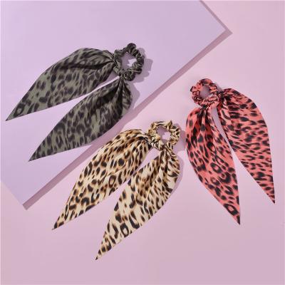 China Hot Selling Europe New Design Over Size Leopard Print Organza Hair Scrunchies Soft Ponytail Holder Hair Accessories For Women for sale