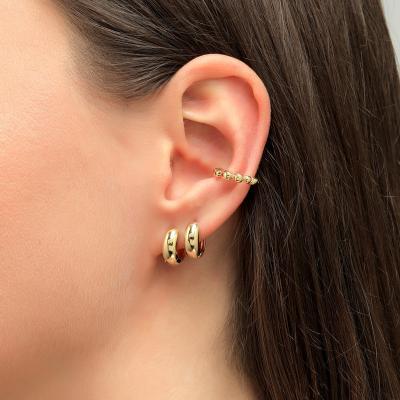 China TRENDY punk gold color brass jewelry Chunky Hoop Earrings For Women circle earring cuff ear clip small square for women for sale