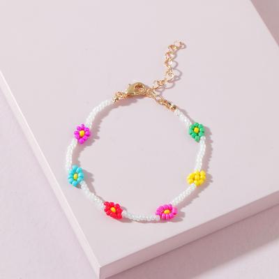 China 2021 New BOHEMIA Fashion Bracelet Seed Bead Chain Woven Flower Anklet Foot Jewelry Colorful Handmade Beaded For Summer for sale