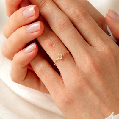 China New Design CLASSIC Thin Women Ring 2021 Elegant Ring High Quality Gold Plated Amazon Chain Link Heart Zircon Ring for sale