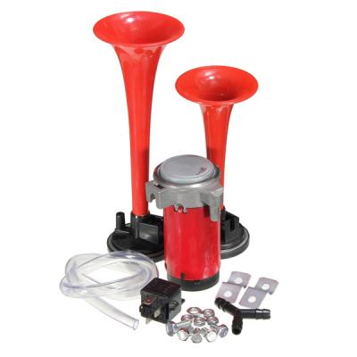 China Universal Car 12V 135db Twins Trumpet Horn and Air Compressor Assembly Kit for sale