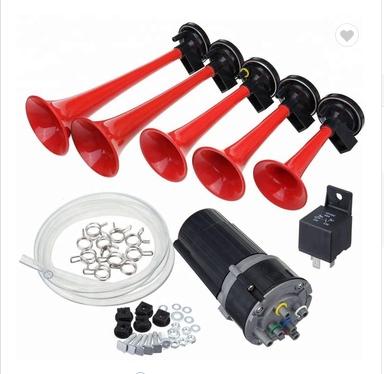 China Red ABS 12V Dixie/La Cucaracha Musical Air Horns For Car/Boat/Van/Truck Horn Kit for sale