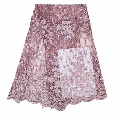 China Factory Wholesale Viable Sample Lace Fabric New Small Elegant Pattern Wedding Lace Fabric With Stones for sale