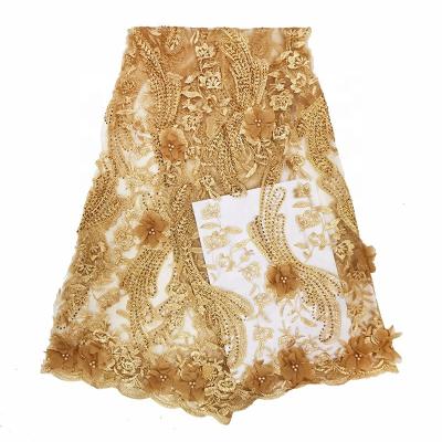 China Viable Plant 3d Chiffon Flower Embroidery Lace Fabric African Material Lace Fabric for sale