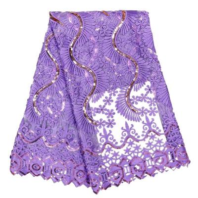 China Latest Embroidery Viable Lavender Factory Fabric Lace Sequins Lace Fabric Wholesale for sale