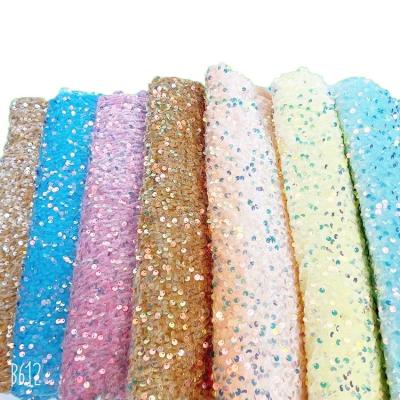 China Factory wholesale exclusive high quality colorful elastic stock lace fabrics dress making sequin velvet lace fabric for sale