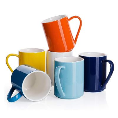 China Colors Modern 11 oz Porcelain Hot Matching Coffee Mug Set for Coffee, Tea, Cocoa and Heated Beverages for sale