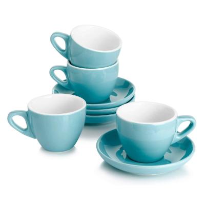 China Modern 2 oz 4 oz 6 oz Porcelain Espresso Multicolor Cups with Saucer Set of 4 for sale