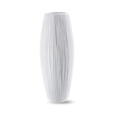 China American style 8 inch small cylinder white ceramic flower vase with waterfall texture for home decor for sale